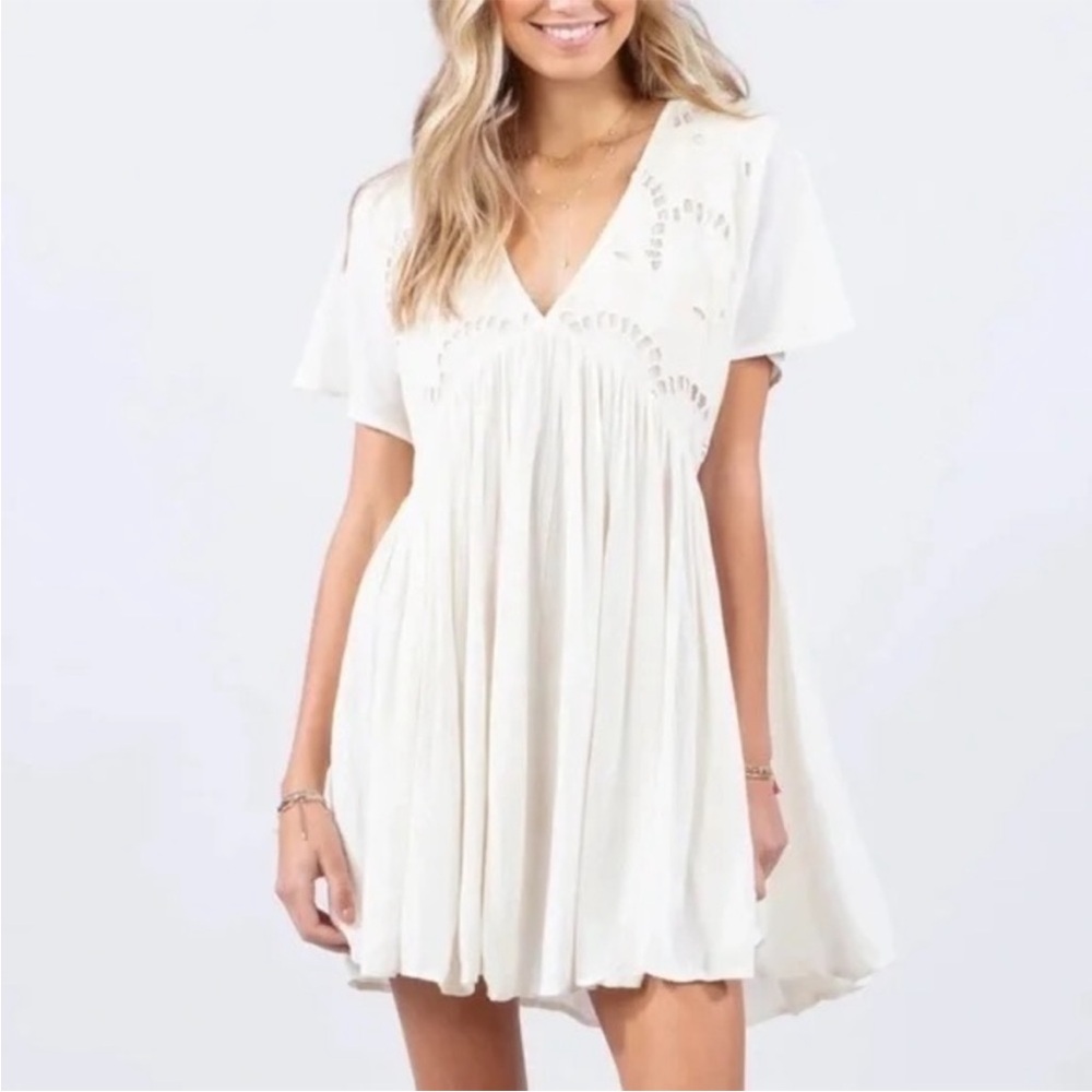 Rip Curl Rhodes Dress Cover Up Eyelet Lace Detail Beach Sun Dress Women’s Small